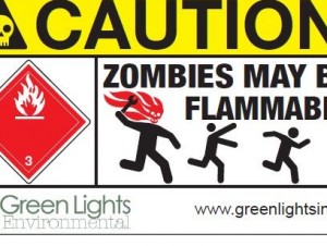A Zombie WARNING Please Don\'t Feed the Zombies Label | Green Lights | Poster